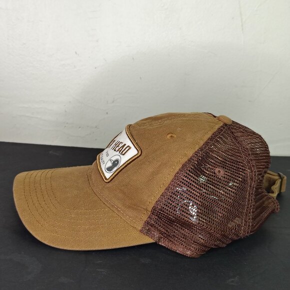 Duck Head Mesh Hat Cap Strap Back Brown Sanforized Patch Logo Trucker Mens - Picture 3 of 12